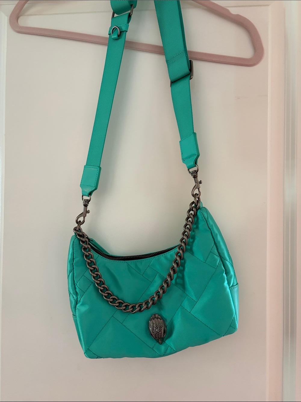 Kurt Geiger Teal Quilted Shoulder Bag with Chain